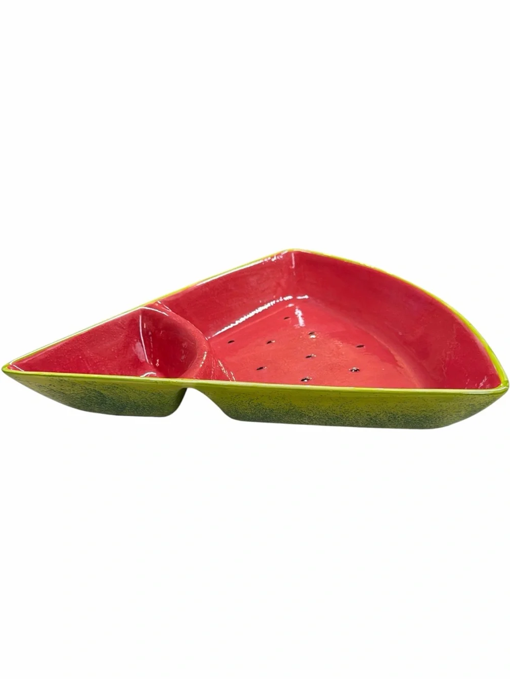 Summer Living Ceramic Watermelon Slice Shaped Divided Serving Platter Preowned